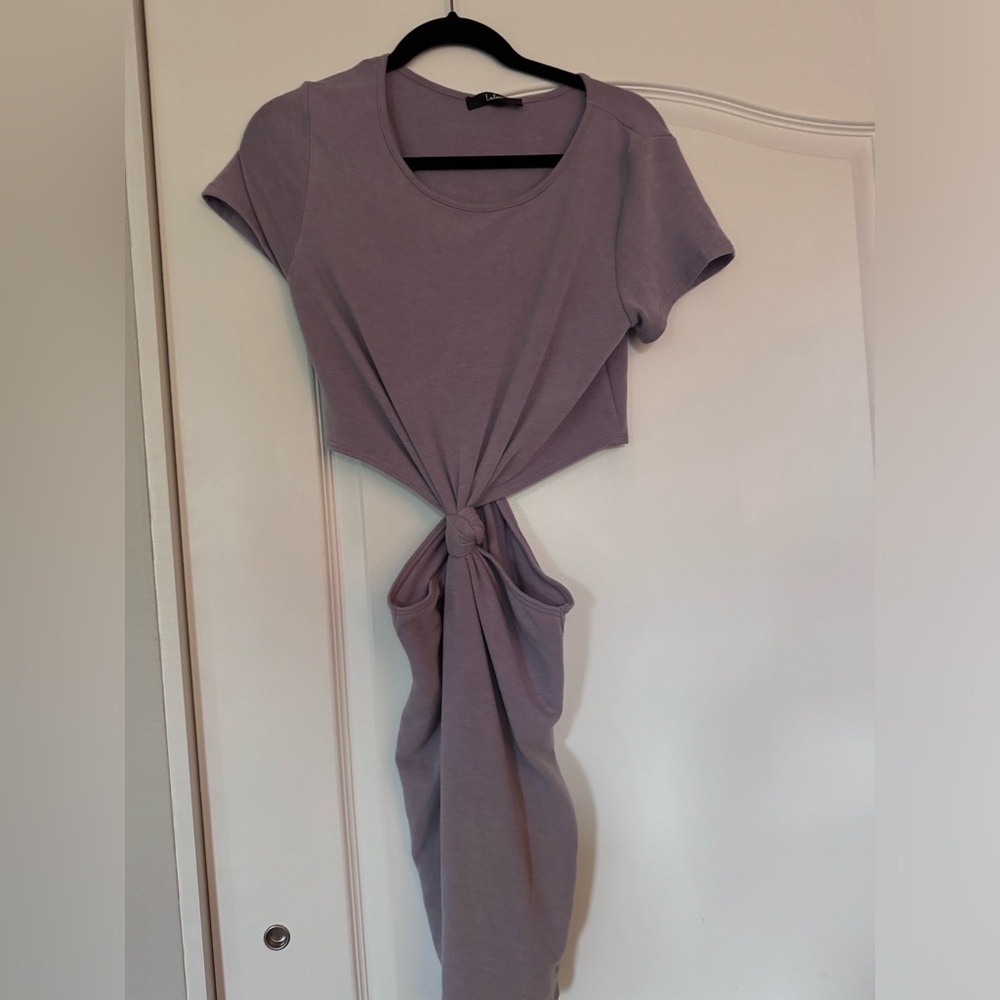 Lulu's Purple Knot Front Midi Dress, size medium